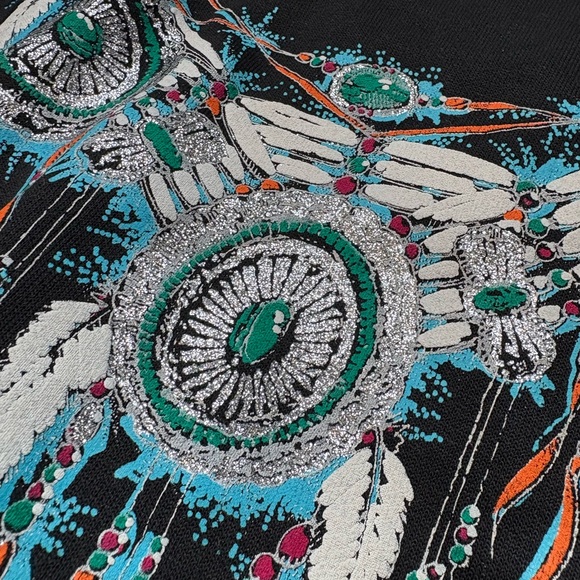 💕 Vintage💕 Diamond Dust Black Crew Neck Sweatshirt Sparkly Graphic Design - Picture 3 of 6